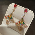 Multicolor Crystal Fan and Heart Drop Earrings Jewelry Accessory view 6