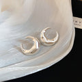 Chunky Crescent Metal Stud Earrings in Gold and Silver Tones view 7