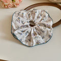 White Or Navy Floral Oversized Ruffle Bow Ponytail Hair Tie view 6