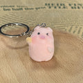 Pink Flocked Pig Figure Keychains With Rings 5 Styles view 10