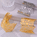 Titanium Steel Wide Open Cuff Bracelet Cutout Flower Leaf view 2