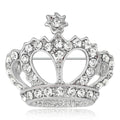 Openwork Crystal Crown Brooch in Gold or Silver Tone view 2