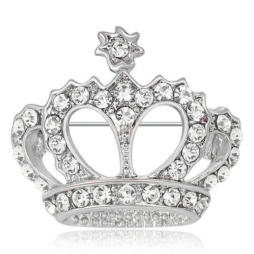 Angled display of Openwork Crystal Crown brooch