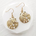 Gold Pearl Scallop Shell Conch Drop Earrings 2 Styles view 5