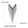 Crystal Y-Shaped Fringe Brooch With Black Chevron Detail view 7