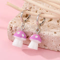 Silver Tone Mushroom Huggie Drop Earrings in Six Colors view 5