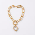 Round And Heart Glass Locket Chain Bracelets In Gold Tone Metal view 6