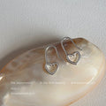 Silver Open Heart Wire Hook Drop Earrings Minimal Pair view 2