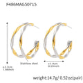 Twisted Double Hoop Earrings in Gold Silver and Two Tone view 7