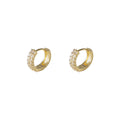 Gold Tone Double Row Clear Stone Huggie Hoop Earrings For Women view 5