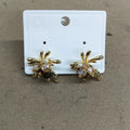 Gold Tone Bee Stud Earrings With Dark Brown Accents view 7