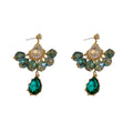 Green Crystal Floral Teardrop Statement Drop Earrings view 5