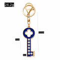 Enamel Clover Key Rhinestone Pendant Keychain Gold Charm view 3