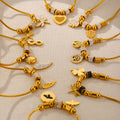 Gold Adjustable Charm Bracelets Beads Rhinestone Slider Cord view 2
