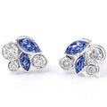 Silver Blue Marquise Clear Round Cluster Stud Earrings view 5