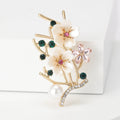White Blossom Branch Brooch With Pearl in Blue or Pink Palette view 2