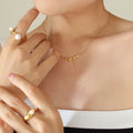 Melting Lava Drip Bar Pendant Necklace Gold Steel Rose view 4