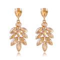Aqua Green Leaf Tassel Crystal Five Designs Metal Dangle Earrings view 9