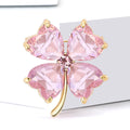 Crystal Glass Four Leaf Clover Brooch Heart Petals Lucky Pin view 2