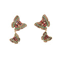 Multicolor Clear Stone Double Butterfly Dangle Earrings view 5