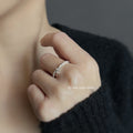 Silver Tone Clear Stone Star Crossover Open Adjustable Ring view 2