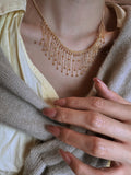 Beaded Chain Fringe Collar Necklace in Gold or Silver Tone view 6
