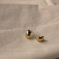 Gold Tone Chunky Curved Huggie Hoop Stud Earrings For Women view 1