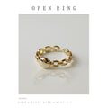 Gold Open Adjustable Chain Link Ring Oval Disc Accent view 1