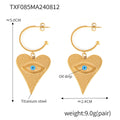 Gold Steel Evil Eye Heart Pendant Layered Necklace Set view 7