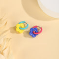 Colorful Layered Flower and Teardrop Statement Earrings view 6