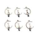 Cat Sitting on Crescent Moon Metal Charms in Antique Silver Tone view 5