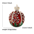 Red Enamel Pomegranate Brooch Crown Pearl Crystal Accents view 5