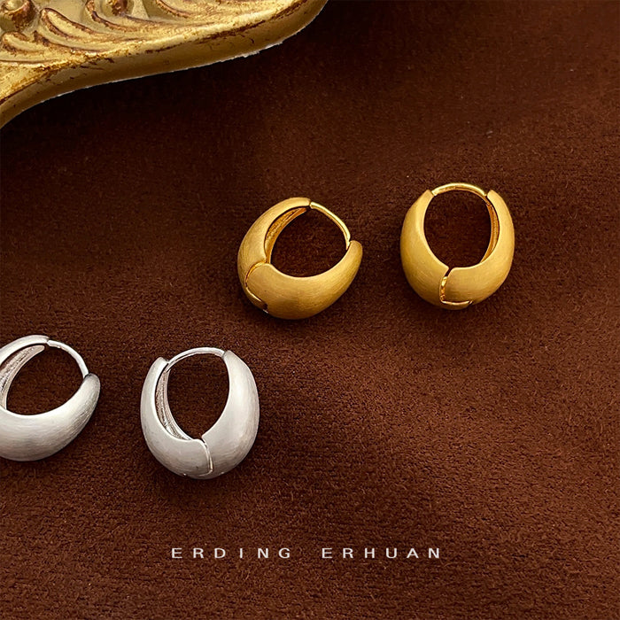 Matte Gold And Silver Tone Chunky Huggie Hoop Earrings In Two Colors