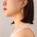 Geometric Cutout Rectangle Drop Bar Stud Earrings Metal view 8