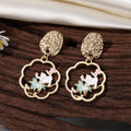 Gold Tone Chinese Animal Scene Enamel Drop Stud Earrings in Six Designs view 11