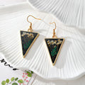 Black Geometric Resin Dried Flower Drop Earrings 7 Shapes view 12