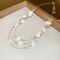 Multi Strand White Mother of Pearl Crystal Necklace view 7
