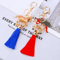 Striped and Crystal Horse Tassel Keychains in Five Colors plus Assorted Option view 5
