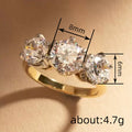 Three Round Stone Ring In Gold And Silver-Tone Finish view 4