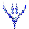 Black Silver Tone Blue Crystal Floral Teardrop Crystal Four Designs Metal Necklace and view 7