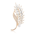 Gold Tone Wheat Pearl Look Two Designs Metal Brooch Pin view 6