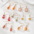 Enamel Food Dangle Earrings Gold Hooks Cake Beer Drumstick 7 Styles view 1
