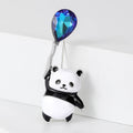 Enamel Panda Brooch Crystal Balloon Black White Cute Pin view 2