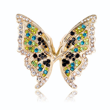 Gold Tone Butterfly Crystal Enamel Metal Brooch Pin