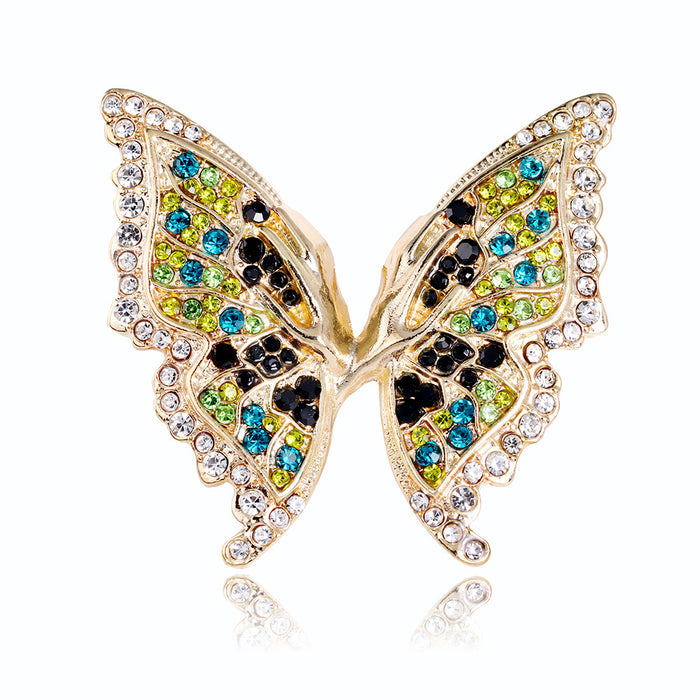 Gold Tone Butterfly Crystal Enamel Metal Brooch Pin