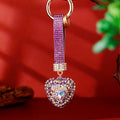 Layered Gem Crystal Heart Keychains with Straps and Plain Options view 4