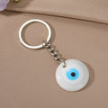 Silver Tone Round Resin Evil Eye Split Ring Keychains in Six Colors view 8