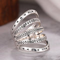 Antique Silver Multi Band Geometric Stack Style Ring view 2
