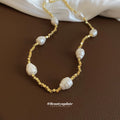 Gold Tone Irregular Pearl Beaded Strand Necklace Fashion Jewelry view 2