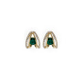 Green Teardrop and Clear Look Border Stud Earrings view 5